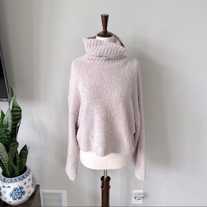 Urban Outfitters Cozy Turtleneck Cropped Sweater with Bell Sleeves - Cream